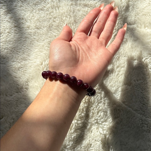 Ruby Garnet Beaded Bracelet – Protective Energy | Artisan Crafted | Size 7.5 - Picture 3 of 6
